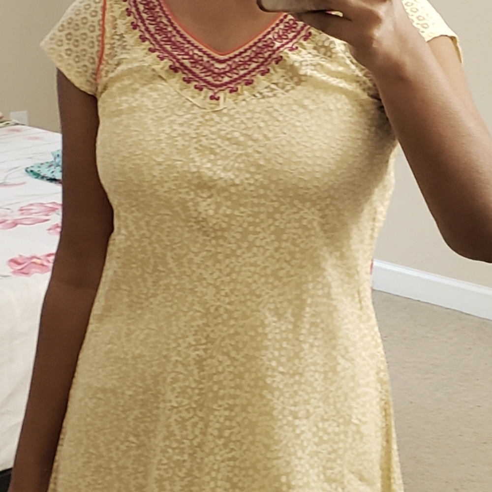 Self Floral Indian Anarkali kurti